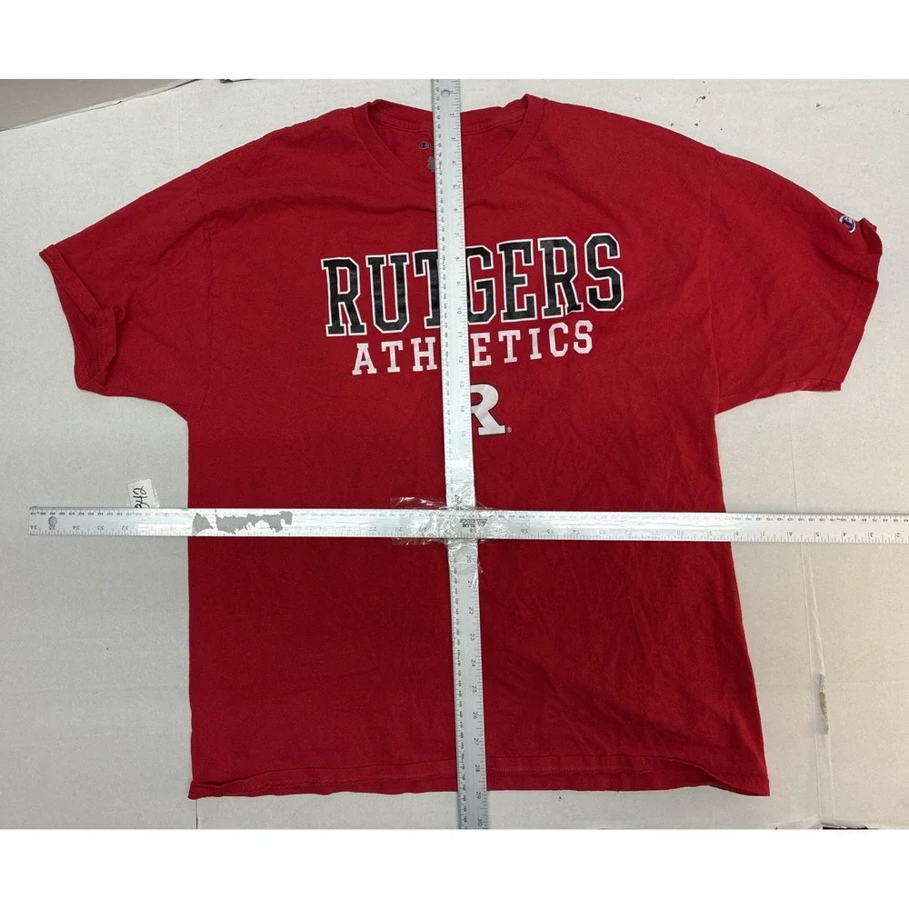 Champion Rutgers‎ Athletics T-Shirt Mens XL Red Short Sleeve Scarlet Knights Tee - Picture 3 of 4